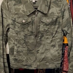LOFT Green Camouflage Utility Jacket
